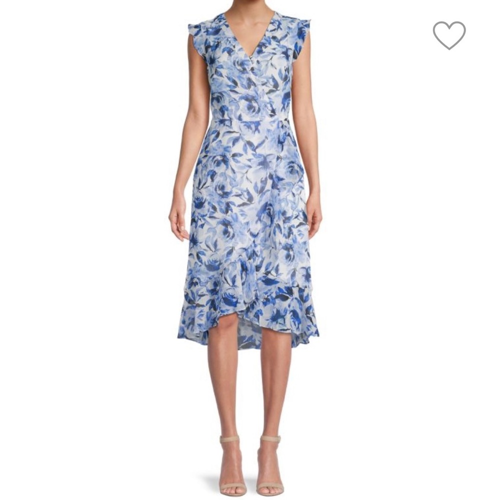 Karl Lagerfeld Blue and White Asymmetrical Dress